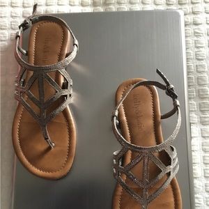Kelly and Katie Pewter Strappy Sandals